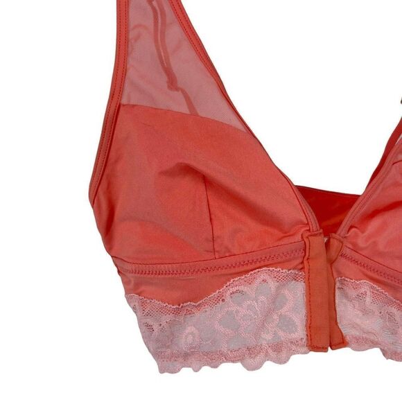Aerie Bralette XS Front Closure Lace Bra Pink Wireless Un-Padded Sexy Romantic - Picture 5 of 9